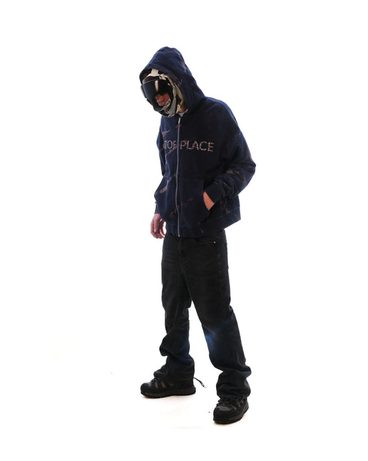 Dyed and Bleached Zip Up